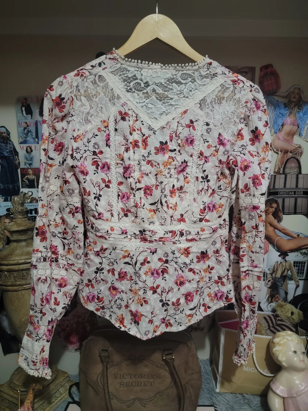 Anthropologie Puff Sleeve Lace Buttondown US 2 Small